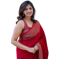 Yashika Women's Solid Red Banarasi Kanjivaram Cotton Silk Saree With Unstitched Blouse Material For Women (AZ-YS-OG-JHATKA RED)