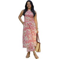 ANNI DESIGNER Women's Rayon Blend Straight Printed Kurta with Pant (VCM Pink-VKS01_XXL_Pink_XX-Large)