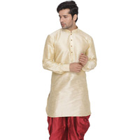 VASTRAMAY Men Gold Cotton Silk Only Kurta - Pathani Style (VASMUK001GO_42)