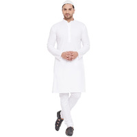 VASTRAMAY Men's White Cotton Kurta Pyjama Set (VASMK122WHnPCWHnC_38)