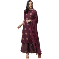 ANNI DESIGNER Women's Rayon Straight Kurta with Palazzos & Dupatta (Ayesha_M_Wine_Medium)