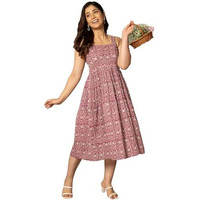 ANNI DESIGNER Women's Cotton Blend A-Line Printed Dress (VK11 Red-Nw_L_Red_Large)