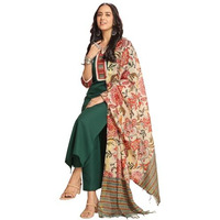 ANNI DESIGNER Women's Rayon Viscose Floral Straight Kurta with Pant & Dupatta (Dhar-CLRS-RB_Green_X-Large)
