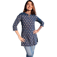 KLOSIA Women Printed Short Kurta (in, Alpha, S, Grey)