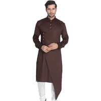 VASTRAMAY Men's Coffee Cotton Blend Kurta_VASMK062CO_40