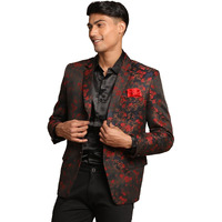 VASTRAMAY Self Woven Floral Silk Blend Blazer for Men  Versatile Ethnic Wear for Weddings & Special Occasions
