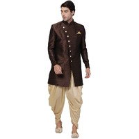 VASTRAMAY Men's Coffee Silk Blend Sherwani Set_VASMIW005COnCDGO_40