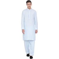 VASTRAMAY Men's Blue Cotton Blend Kurta Pyjama Set_VASMK096AQnP_36