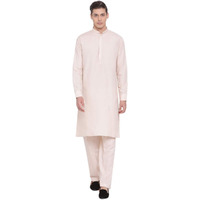 VASTRAMAY Men's Cream Cotton Blend Kurta Pyjama Set_VASMK096CRnP_44