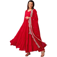 Wedani Georgette Sequins Work Anarkali Kurta Set for Women (in, Alpha, XL, Regular, Pink)