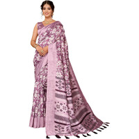 Yashika Women's Art Silk Printed with Tassels Unstitched Blouse Material Stylish Party Casual Wear Traditional Trendy Saree (AZ-YS-P1-SUMITRA-Parent_Purple)