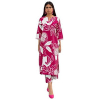 ANNI DESIGNER Women's Cotton Blend Straight Printed Kurta with Pant (ANAAR-Rani-NW_M_Pink_Medium)