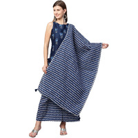 ANNI DESIGNER Women's Cotton Straight Kurta with Palazzo & Dupatta (KPZD-COT-10060-BLUE_M_Blue_Medium)