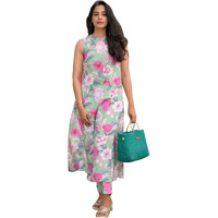 ANNI DESIGNER Women's Rayon Blend Anarkali Printed Kurta with Pant (Thomas Pista_XL_Pista_X-Large)