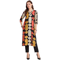 ANNI DESIGNER Women's Rayon Blend Straight Printed Kurta with Pant (SURDAS BLACK-VKS01_XL_Black_X-Large)