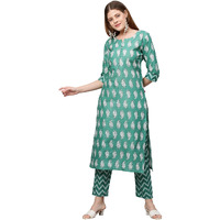 ANNI DESIGNER Women's Cotton Blend Printed Straight Kurta with Pant (Jugnu New01 Green_XXL_Green_XX-Large)
