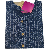 ANNI DESIGNER Women's Cotton Blend Straight Printed Kurta (Bandhani AMD Blue_S_Blue_Small)