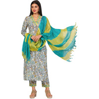 ANNI DESIGNER Women's Rayon Blend Printed Straight Kurta with Pant & Dupatta (Sthula Multi-NW_L_Green_Large)