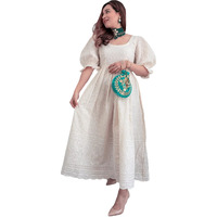 ANNI DESIGNER Women's Pure Cotton Chikankari Embroidered Anarkali Kurta (Shring Cream_L_Cream_Large)