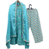 ANNI DESIGNER Women's Cotton Blend Floral Straight Kurta with Pant & Dupatta (Uttar_Sky Blue_XX-Large)