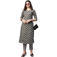 ANNI DESIGNER Women's Cotton Blend Printed Straight Kurta with Pant (Funnu Dark Green_4XL_Dark Green_XXXX-Large)