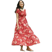 ANNI DESIGNER Women's Cotton Blend Anarkali Printed Long Kurta (Maulik Red_M_Red_Medium)