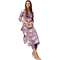 ANNI DESIGNER Women's Rayon Blend Printed Straight Kurta with Pant (DHUN-KSV_Purple_Medium)