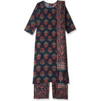KLOSIA Women Printed Kurta and Pant Set with Dupatta (Small) Brown