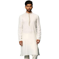 VASTRAMAY Regular Men's Cream Cotton Blend Kurta (VASMK156CR_42
