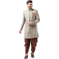 VASTRAMAY Men's Maroon And Rose Gold Silk Blend Sherwani Set_VASMIW105BGnCDCO_40