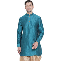 VASTRAMAY Men's Tarquoise Cotton Silk Blend Kurta_VASMUK001TQ_40