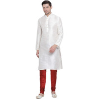 VASTRAMAY Men's Cream Cotton Silk Blend Kurta and Pyjama Set_VASMK001CRnPMA_44