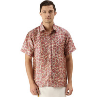 VASTRAMAY Men's Multicolor-Base-Pink Silk Blend Ethnic Shirt_VASMSH021MC_40
