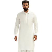 VASTRAMAY Men's White Viscose Pathani Kurta Only, Traditional Pathani in Soft Comfortable Feel Viscose Fabric for Weddings, Ethnic Outfit