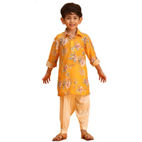 VASTRAMAY Boy's Multicolor Base Yellow Kurta Patiala Set_VASBK181YWnPTYCR_24