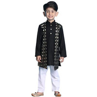 VASTRAMAY Boys' Black and White Kurta Pyjama Set_VASBK148BLnPWH_24