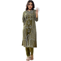 VASTRAMAY Women's Mehendi Kurta Set | This designer kurta set offers a chic, stylish ensemble for the modern woman seeking both comfort and style in her ethnic wear wardrobe.