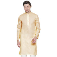 VASTRAMAY Mens Cotton Linen Beige Kurta - Timeless Elegance for Festivals & Events | Plain Solid Full Sleeves Mandarin Collar Kurta | Classic Design, Premium Comfort, and Versatile Style_VASMK007BG_44