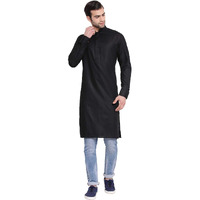 VASTRAMAY Men's Black Cotton Blend Ethnic Kurta_VASMK096BL_44