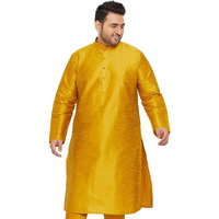 VASTRAMAY Plus Mens Silk Blend Mustard Kurta - Elegance for Festivals & Events_VPLUSMK001MD_46