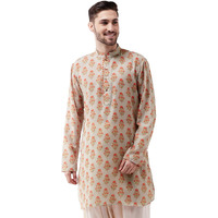 VASTRAMAY Men's Multicolor-Base-Cream Muslin Cotton Kurta-VASMUK007BG_40