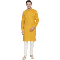 VASTRAMAY Soft Comfortable Linen Cotton Solid Kurta & Churidar Pyjama Set - Perfect Fit for All Body Types, Ideal For Ethnic & Festive Occasions Celebrations