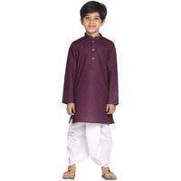 VASTRAMAY Boys' Purple Kurta and Dhoti Set (VASBK007PUnBDT015WH_Age-3-4 Years_Purple)
