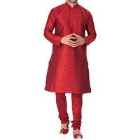 VASTRAMAY Mens Cotton Silk Regular (Maroon_VASMKMA001nPMA_46)