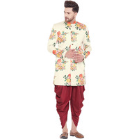 VASTRAMAY Men's Multicolor Floral And Maroon Silk Blend Sherwani Set_VASMIW002nCDMA_36