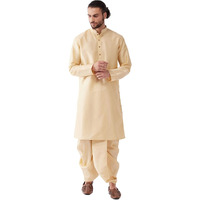VASTRAMAY Men's Gold Silk Blend Kurta and Dhoti Set_VASMKGO001nDTGO_42