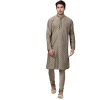 VASTRAMAY Men's Chiku Cotton Silk Blend Kurta and Pyjama Set_VASMK071CHnPVCH_40