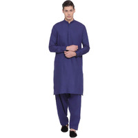 VASTRAMAY Men's Blue Cotton Blend Kurta Pyjama Set_VASMK096BUnP_44