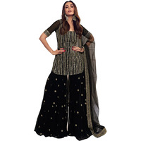 Wedani Georgette Embroidered Kurta Set for Women Black