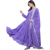 Wedani Georgette Sequins Work Anarkali Kurta Set for Women Lavender